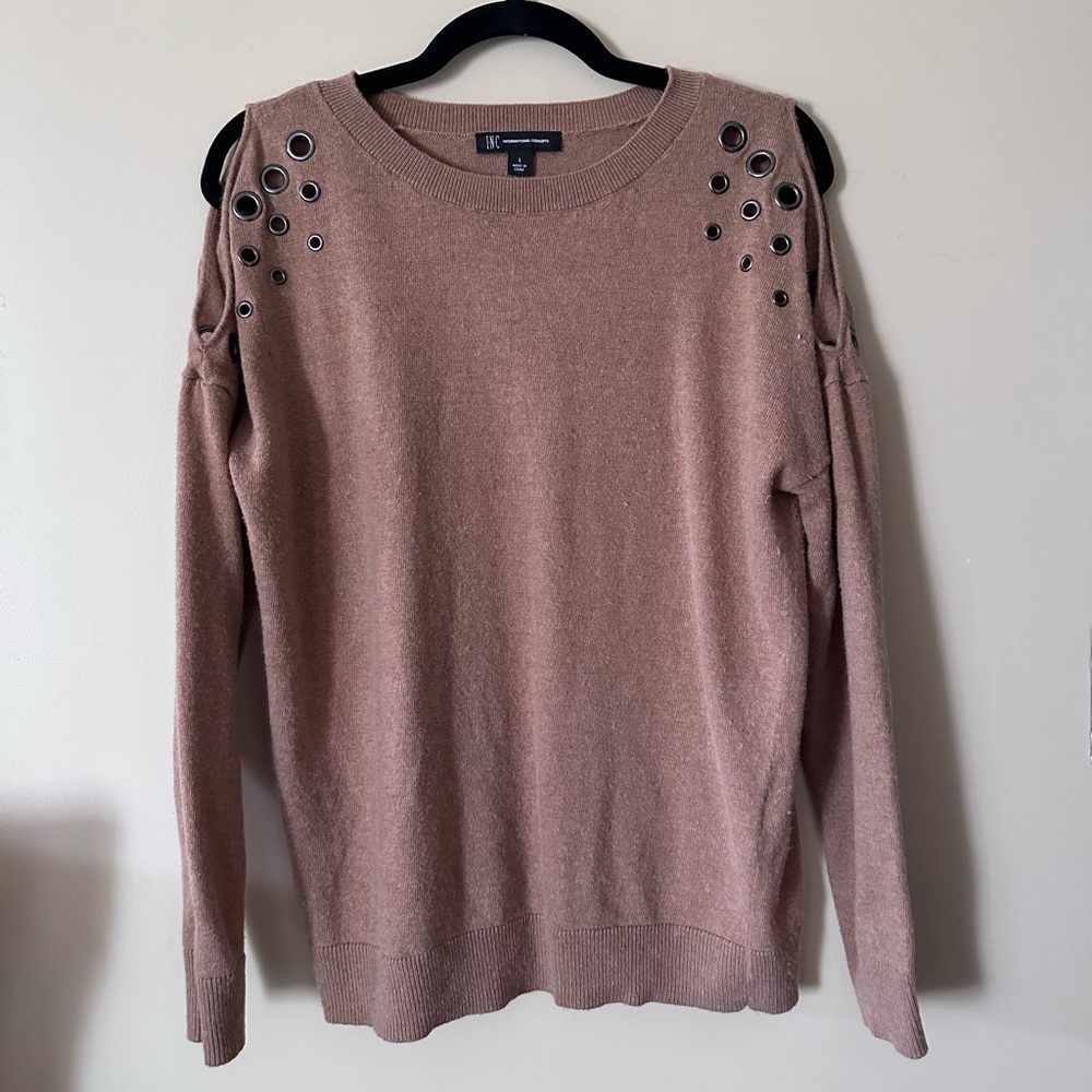 INC Cold-Shoulder Sweater, Size Large